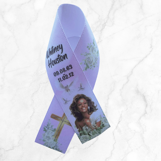Personalised Memorial Ribbon β Custom Tribute Keepsake Whitney Pink white flowers