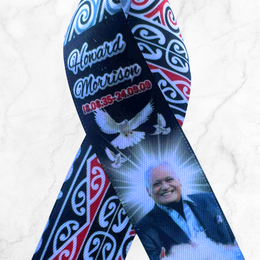 Personalised Memorial Ribbon β Custom Tribute Keepsake Howard Maori Inspired Black