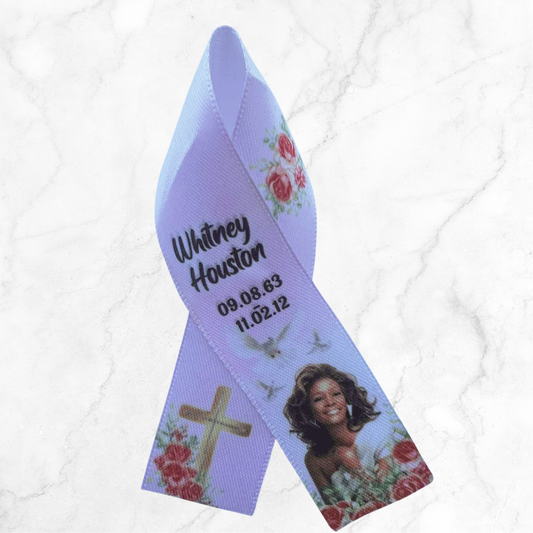 Personalised Memorial Ribbon β Custom Tribute Keepsake Whitney Pink roses