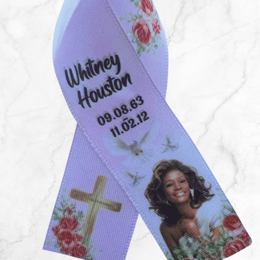 Personalised Memorial Ribbon β Custom Tribute Keepsake Whitney Pink roses