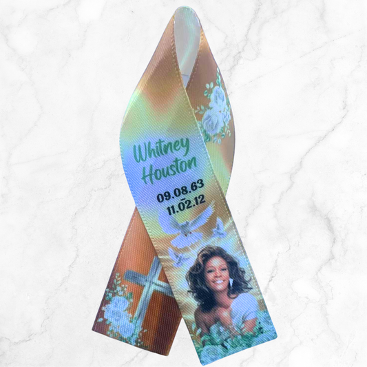Personalised Memorial Ribbon β Custom Tribute Keepsake Whitney Gold Yellow White