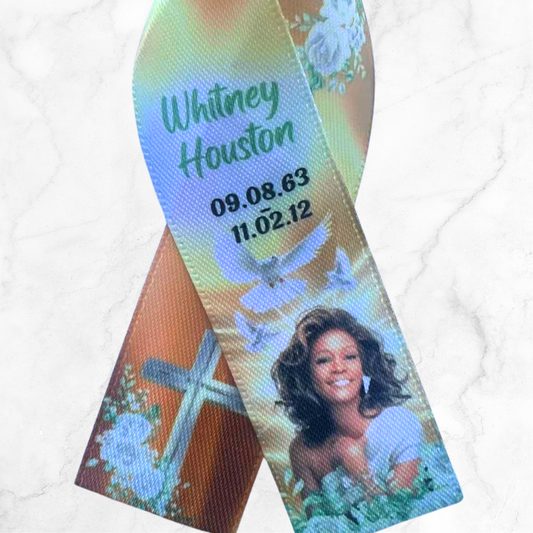 Personalised Memorial Ribbon β Custom Tribute Keepsake Whitney Gold Yellow White