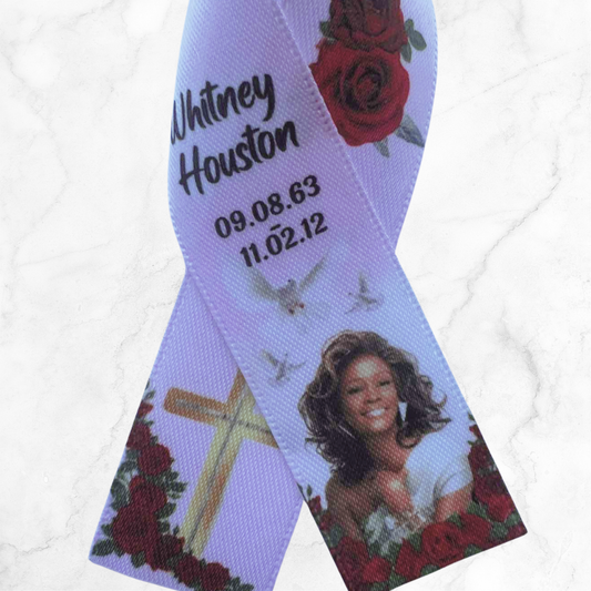 Personalised Memorial Ribbon β Custom Tribute Keepsake Whitney pink red roses