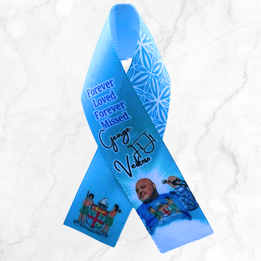 Personalised Memorial Ribbon β Custom Tribute Keepsake F1J1 Blue Pattern + Crest