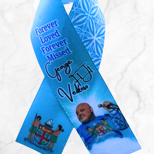 Personalised Memorial Ribbon β Custom Tribute Keepsake F1J1 Blue Pattern + Crest