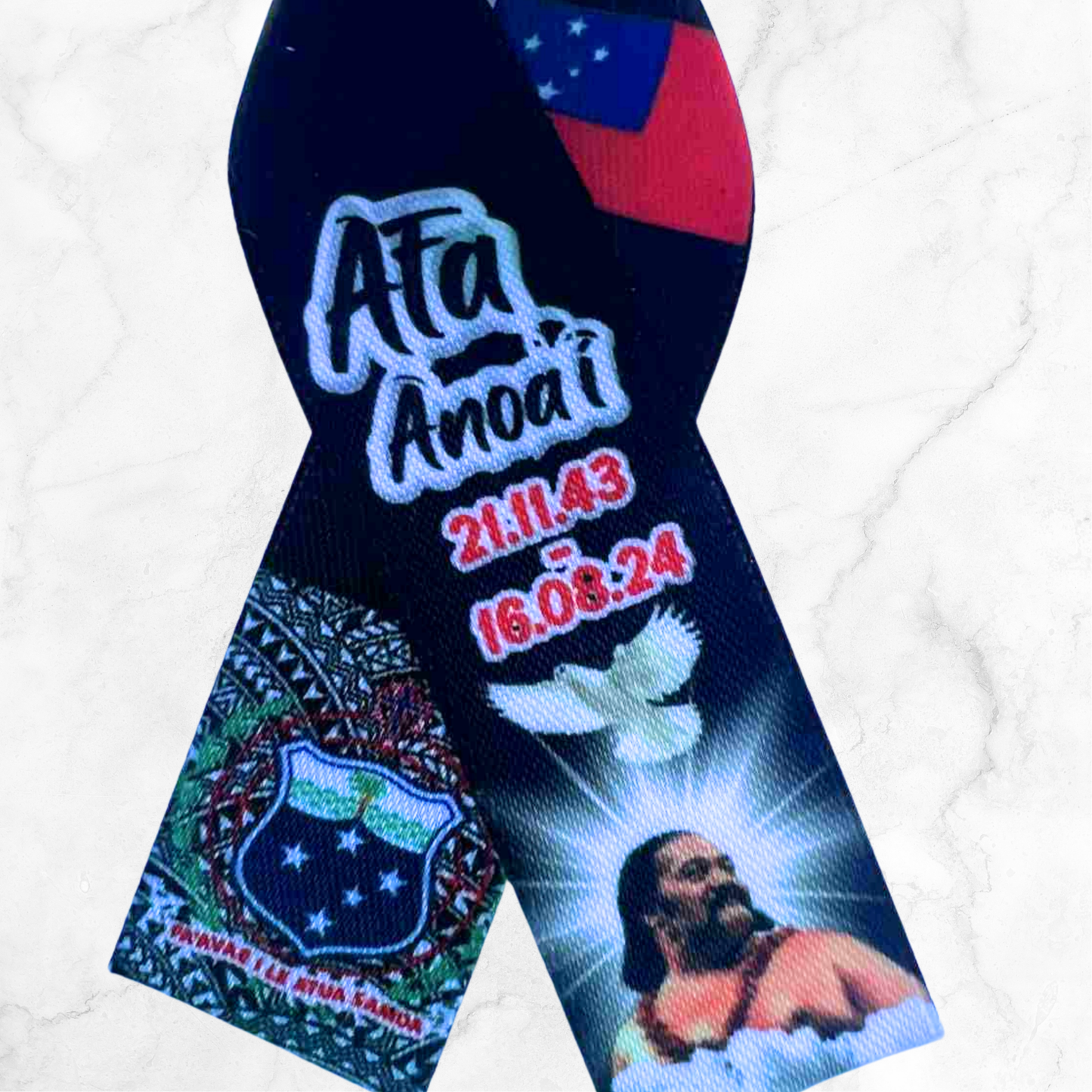 Personalised Memorial Ribbon – Custom Tribute Keepsake Afa Black pattern crest