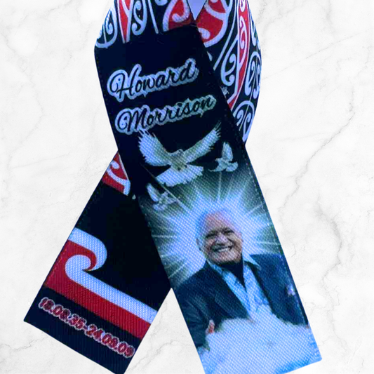Personalised Memorial Ribbon β Custom Tribute Keepsake Howard Maori Flag