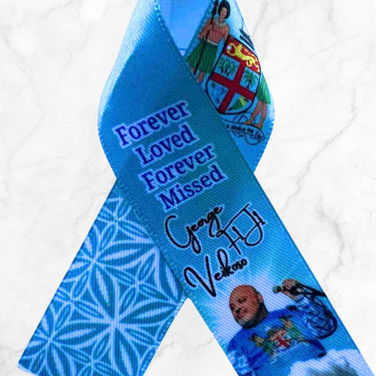 Personalised Memorial Ribbon β Custom Tribute Keepsake F1J1 Blue pattern + crest