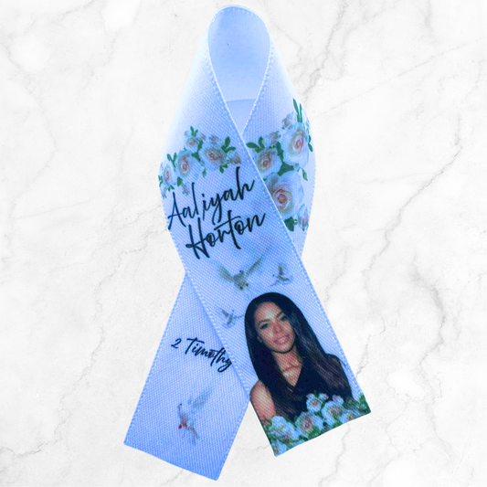 Personalised Memorial Ribbon β Custom Tribute Keepsake Aaliyah White