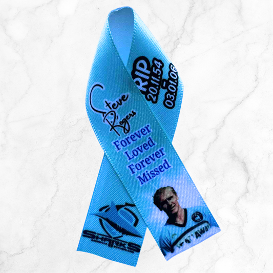 Personalised Memorial Ribbon β Custom Tribute Keepsake NRL Sharks (customise to any sports team)