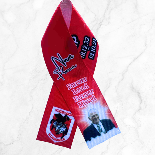 Personalised Memorial Ribbon β Custom Tribute Keepsake NRL Dragons (customise to any sports team)