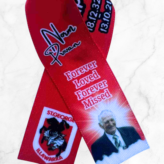 Personalised Memorial Ribbon β Custom Tribute Keepsake NRL Dragons (customise to any sports team)