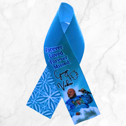 Personalised Memorial Ribbon β Custom Tribute Keepsake F1J1 Blue poly inspired pattern