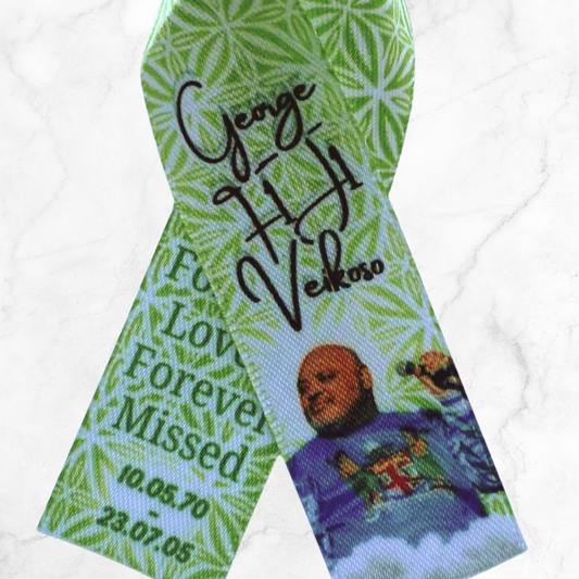 Personalised Memorial Ribbon β Custom Tribute Keepsake F1J1 Green pattern