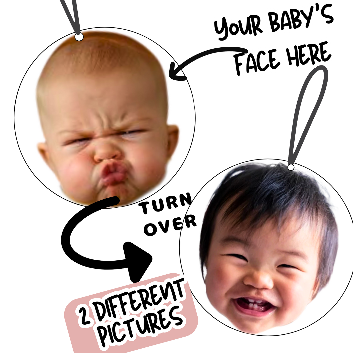 Double-Sided Sibling Custom novelty Car Air Freshener β Two Photos in One
