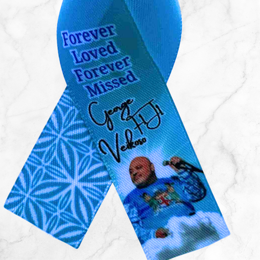 Personalised Memorial Ribbon – Custom Tribute Keepsake F1J1 Blue poly inspired pattern